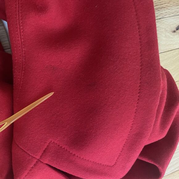 J.Crew Womens Coat Peacoat Red Cropped Wool Blend Size 6 EUC Button Up lined - Picture 5 of 13